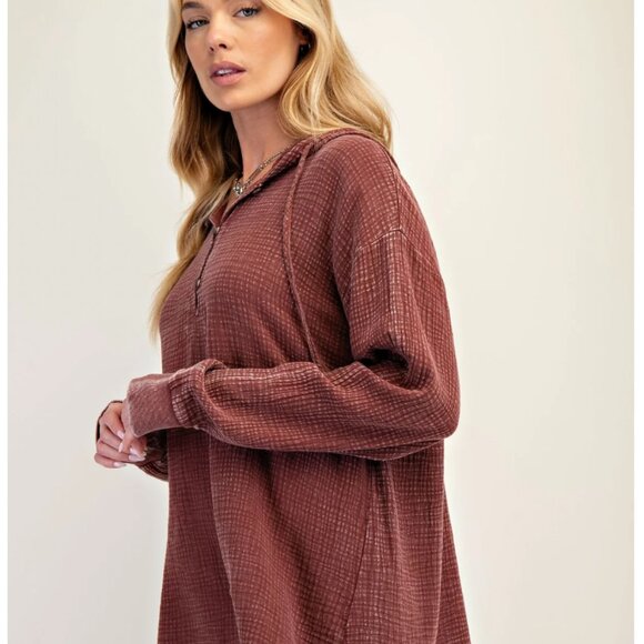 Free People Tops - Free People Chill the Mood Waffle Knit Hoodie Size XS Mauve